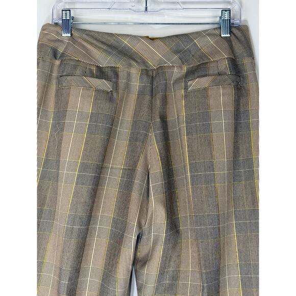 Allen by Allen Schwartz Cream Brown Gold Plaid Wide Leg Lined Dress Pants Size 6 - Picture 5 of 8